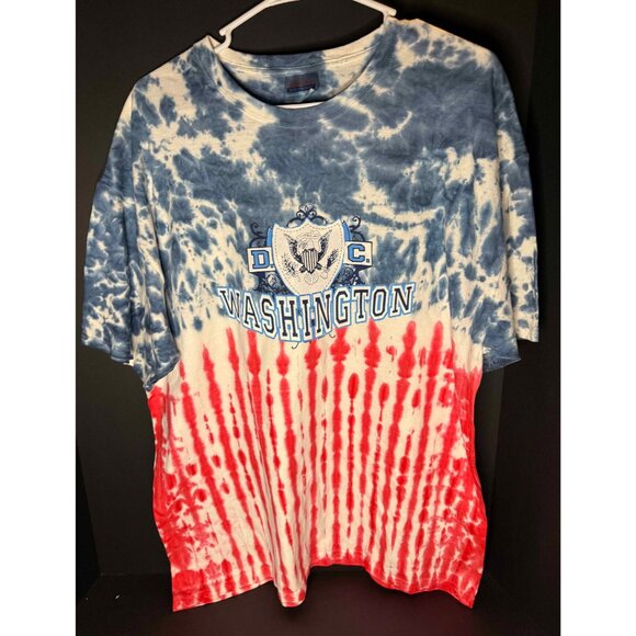 Hanes Other - Vtg Hanes Washington DC American Flag Tie Dye USA AOP T-Shirt Mens XL Y2K